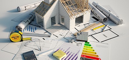 Gebäude in Planung unter Berücksichtigung der Energieeffizienz
