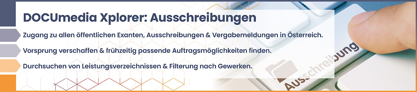 DOCUmedia Xplorer: Zugang zu öffentlichen Ausschreibungen und Vergabemeldungen Österreich