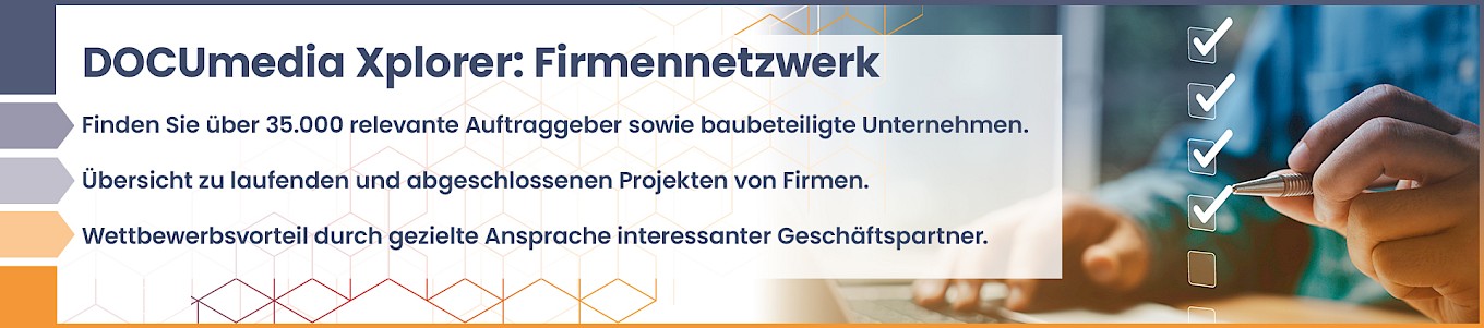 DOCUmedia Xplorer: Überblick über Firmennetzwerk und baubeteiligte Unternehmen