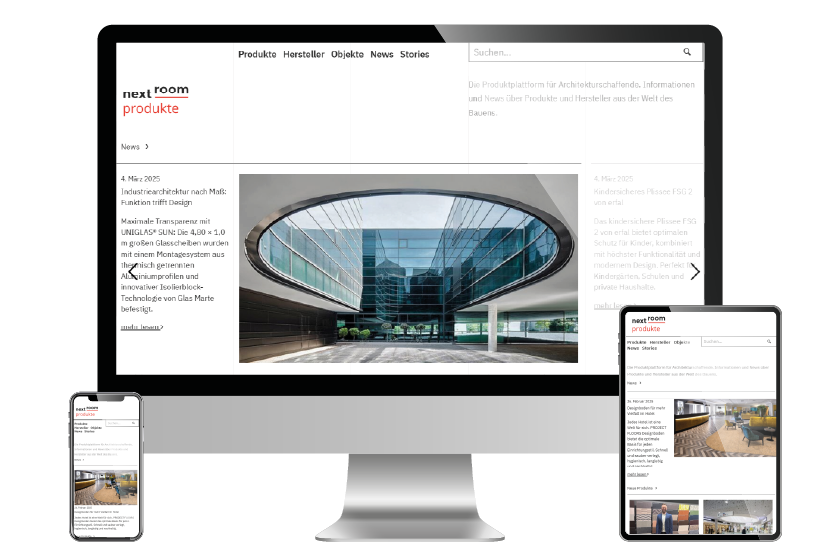 Ansicht der Nextroom Produkte auf verschiedenen elektronischen Endgeräten