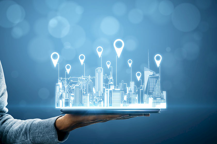 futuristische Darstellung einer Stadtlandschaft